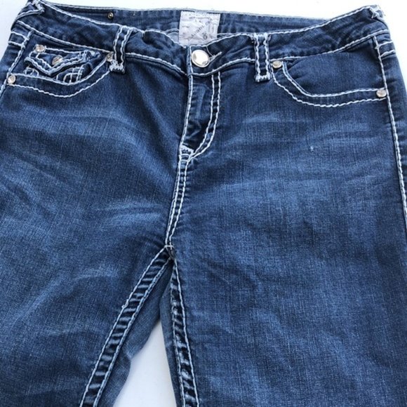 VINTAGE L.A. IDOL BOOTCUT JEANS 37x31 CRYSTALS 💎 - Picture 2 of 8